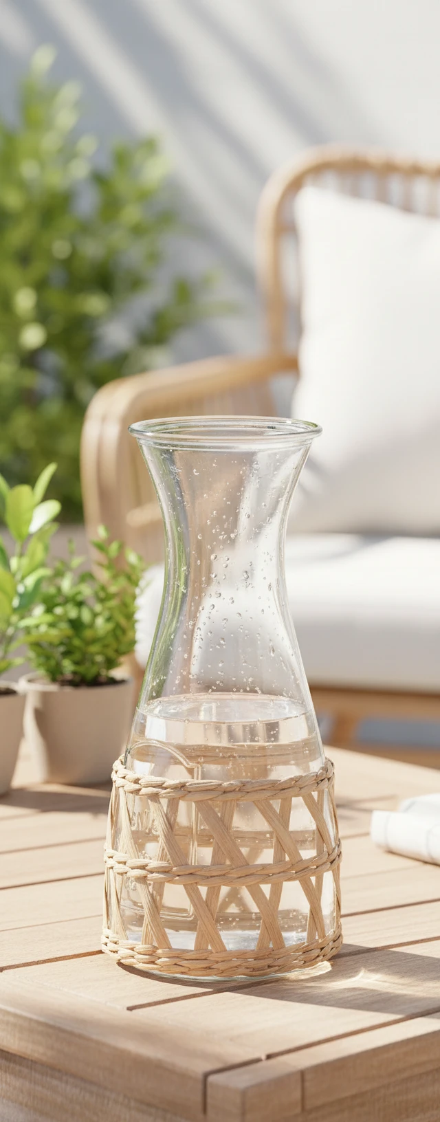 Karaffe mit Rattan 1200ml CD1002360 by Koop color Helder