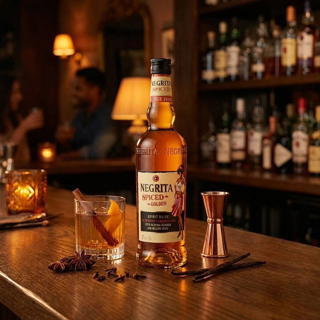 Negrita Spiced Golden Rum 70 cl 54329 by NEGRITA color Svart