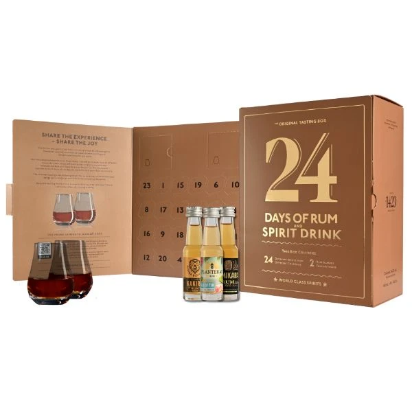 24 Days of Rum Calendar Brown Edition 24x2cl JUL130 by 1423 color Svart
