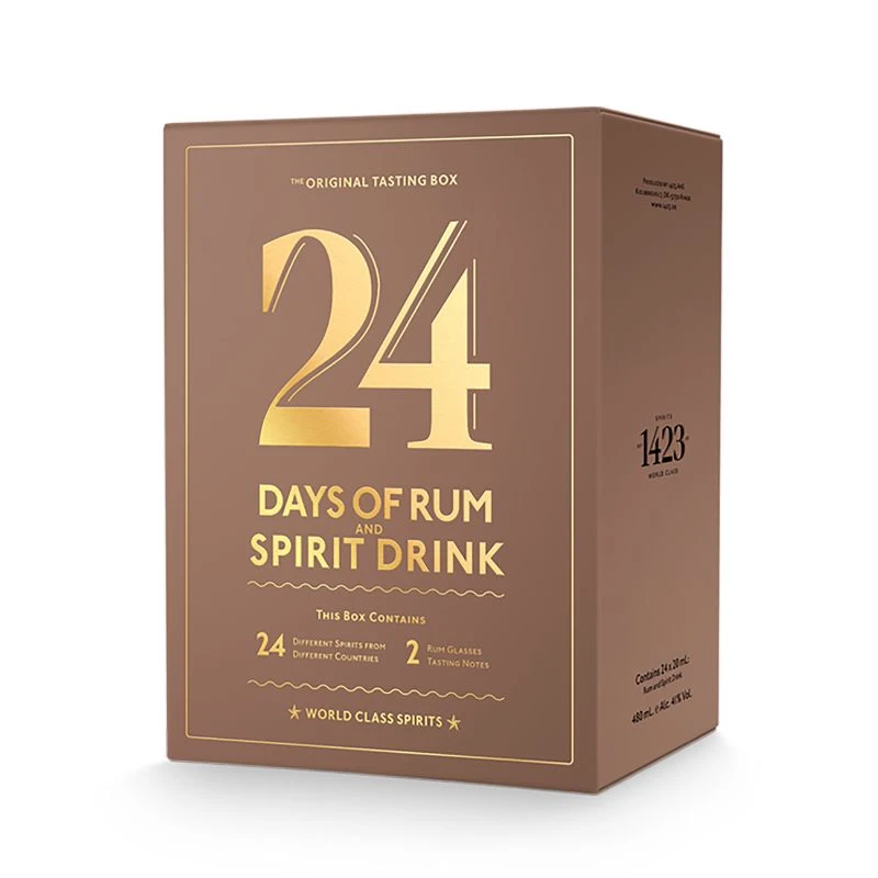 24 Days of Rum Calendar Brown Edition 24x2cl JUL130 by 1423 color Svart