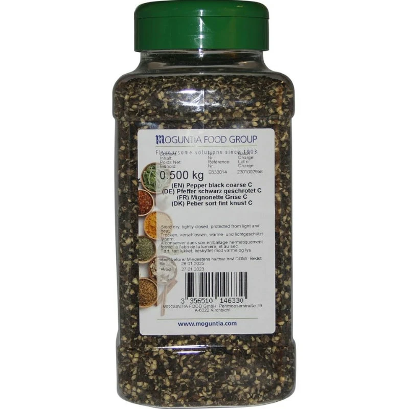 Geschroteter schwarzer Pfeffer 500 g 252210 by Moguntia color Svart