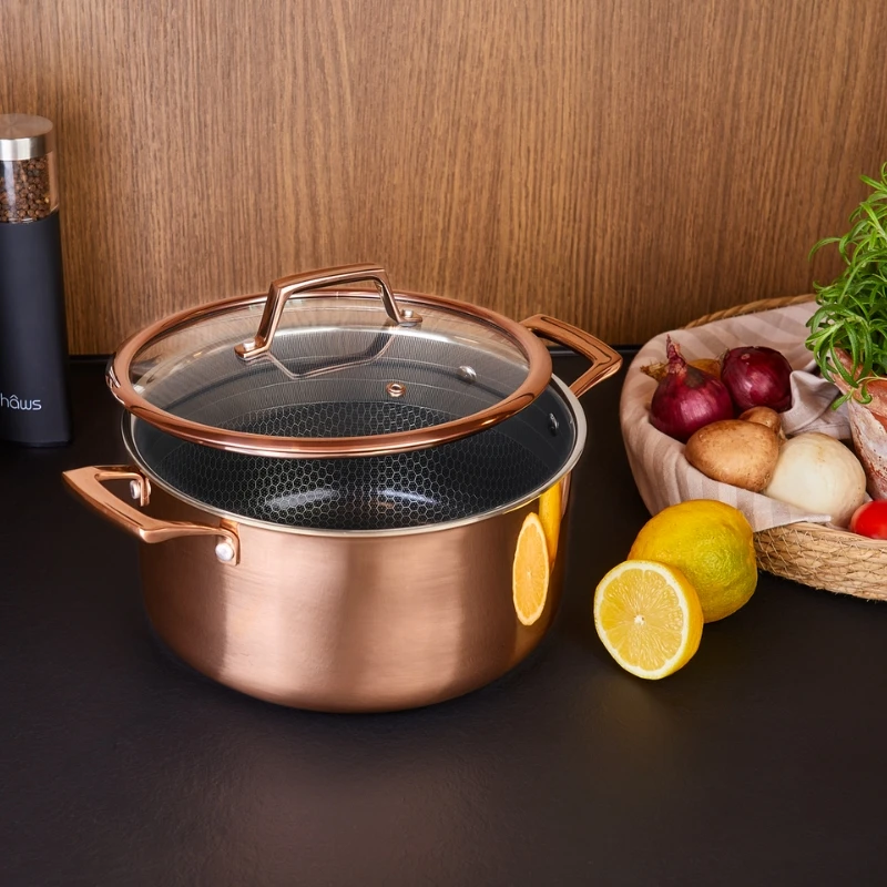 Hâws Santo Kochtopf 5,8 L mit Deckel und Hybridbeschichtung – Rose Gold 30-HSHCRRG58 by Hâws Santo color Rose Gull