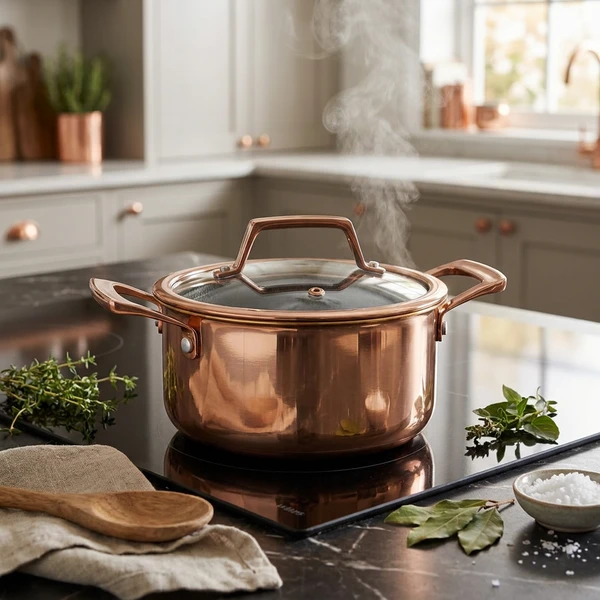 Hâws Santo Kochtopf 2,2 L mit Deckel und Hybridbeschichtung – Rose Gold 30-HSHCRRG26 by Hâws Santo color Rose Gull