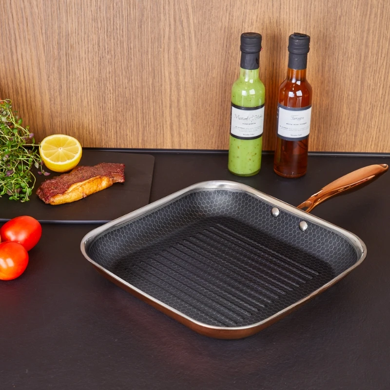 Hâws Santo Grillpfanne 28 cm mit Hybridbeschichtung – Rose Gold 30-HSHGPRG28 by Hâws Santo color Rose Gull