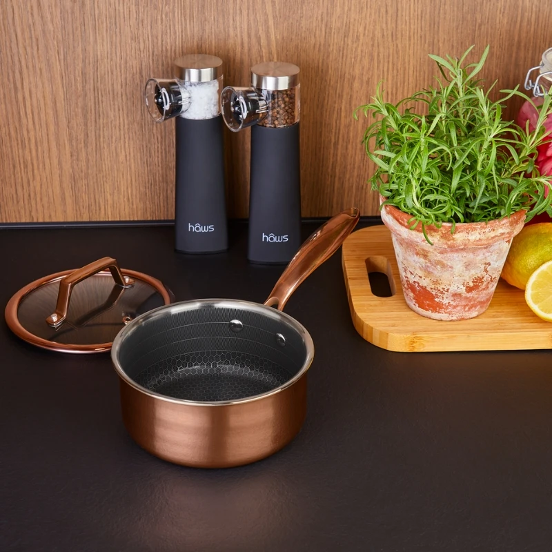 Hâws Santo Stieltopf 1,5 L mit Deckel und Hybridbeschichtung – Rose Gold 30-HSHSPRG16 by Hâws Santo color Rose Gull