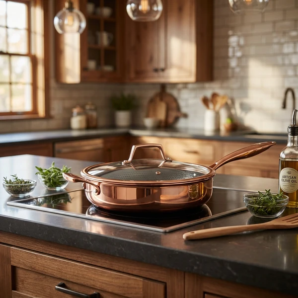 Hâws Santo Schmorpfanne 28 cm mit Deckel und Hybridbeschichtung – Rose Gold 30-HSHSPRG28 by Hâws Santo color Rose Gull