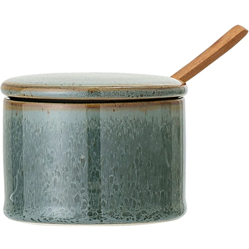 Pixie Dose m/Deckel & Löffel, Grün, Steingut 22063928 by Bloomingville color Grön