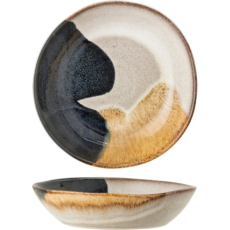 Jules Tiefer Teller, Grau, Steingut 82046908 by Bloomingville color Svart