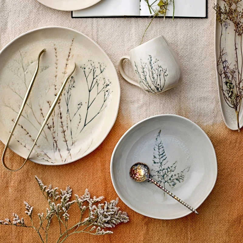 Bea Teller, Natur, Steingut 82047392 by Bloomingville color Svart
