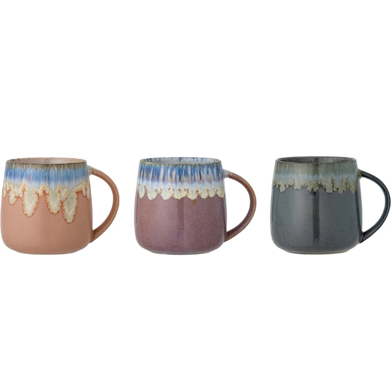 Cloe Becher, Blau, Steingut 3er-Set 82049300 by Bloomingville color Svart