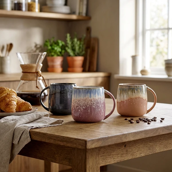 Cloe Becher, Blau, Steingut 3er-Set 82049300 by Bloomingville color Svart