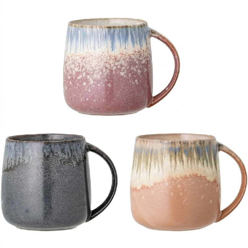 Cloe Becher, Blau, Steingut 3er-Set 82049300 by Bloomingville color Svart