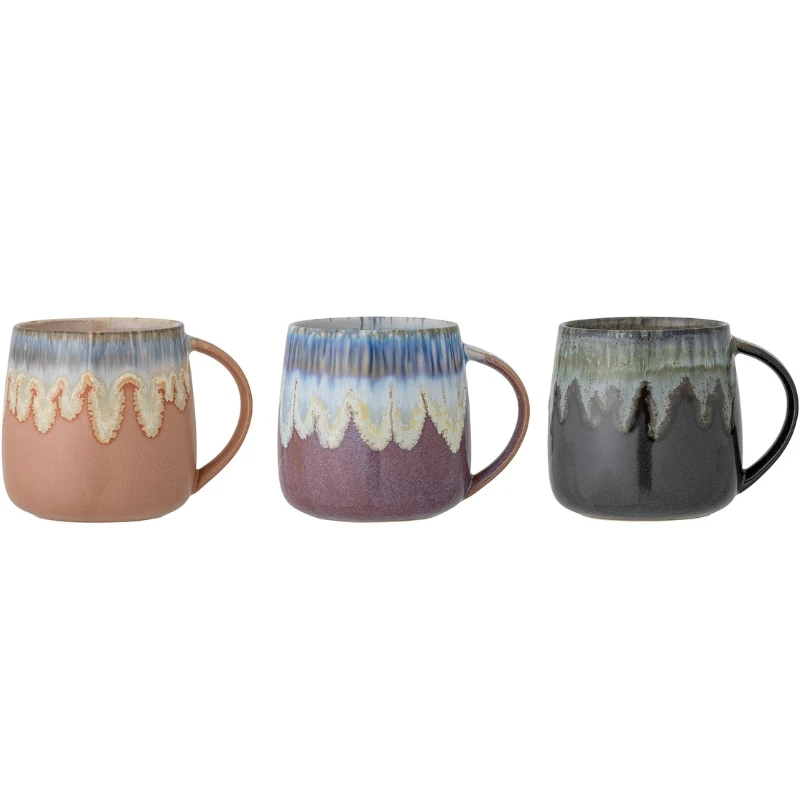 Cloe Becher, Blau, Steingut 3er-Set 82049300 by Bloomingville color Svart
