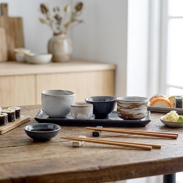 Masami Sushi-Set, Weiß, Steingut 5-tlg. 82052273 by Bloomingville color Svart