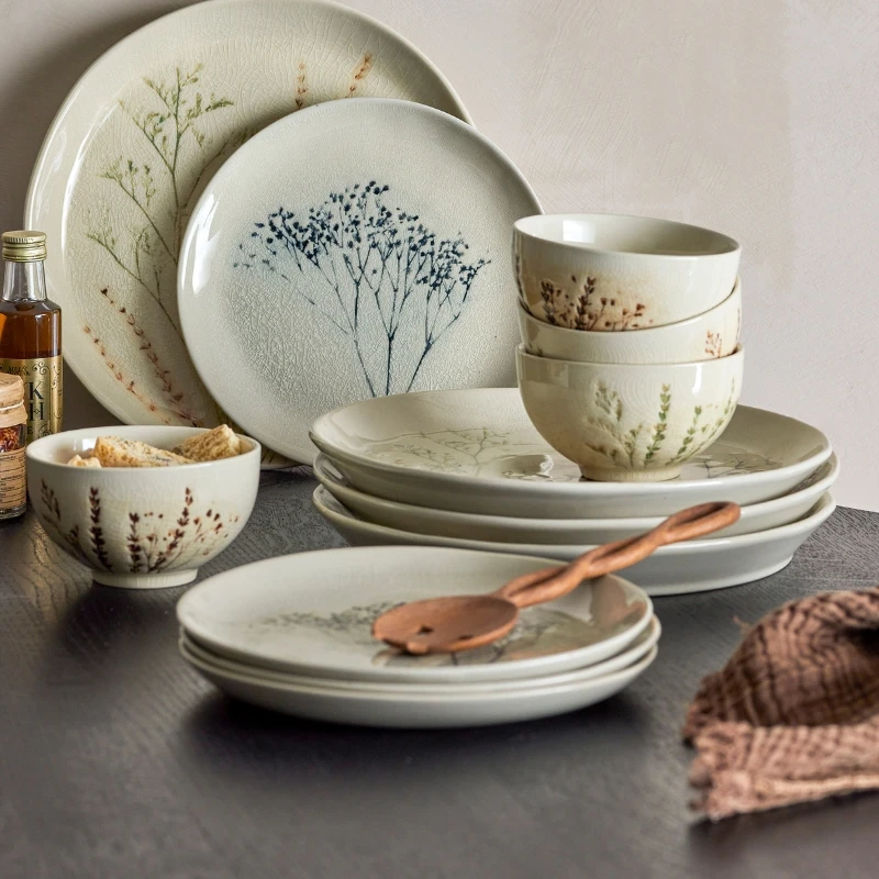 Bea Geschirr-Set, Natur, Steingut 4 x 3 tlg. 82060574 by Bloomingville color Svart