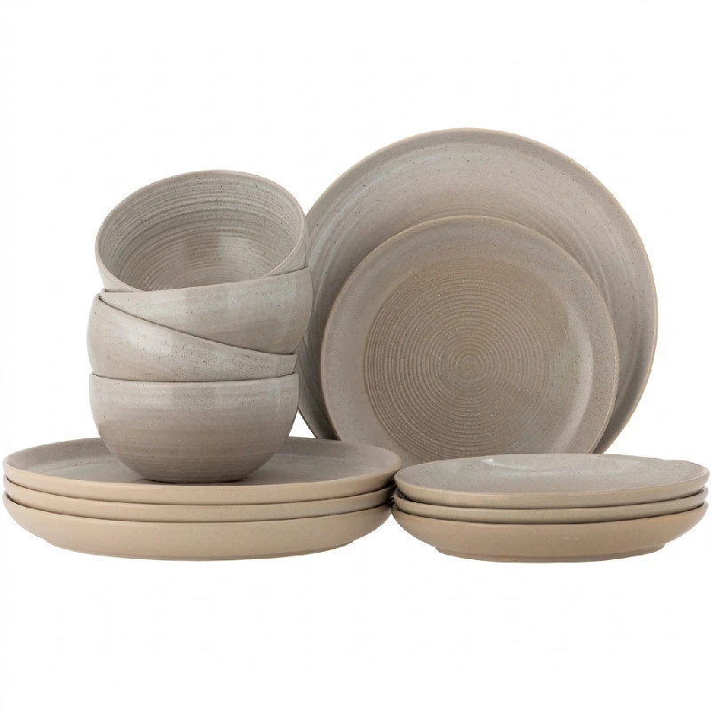 Taupe Geschirr-Set, Grau, Steingut 4 x 3 Stk. 82060575 by Bloomingville color Svart
