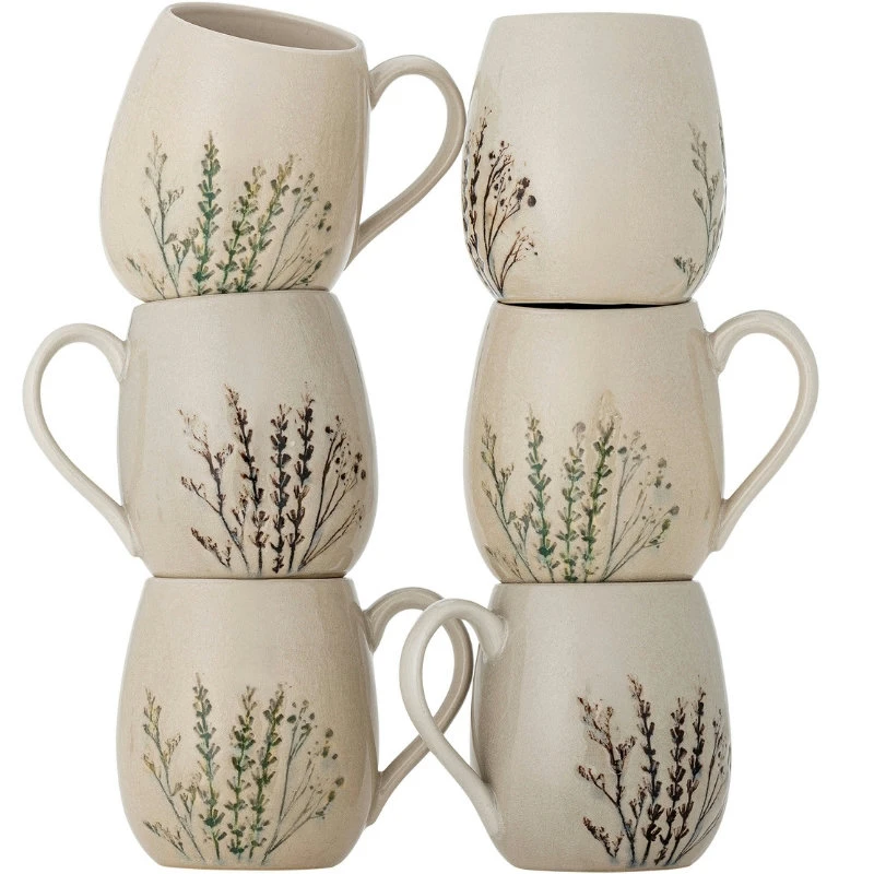 Bea Becher, 6er-Set, Natur, Steingut 82061547 by Bloomingville color Svart