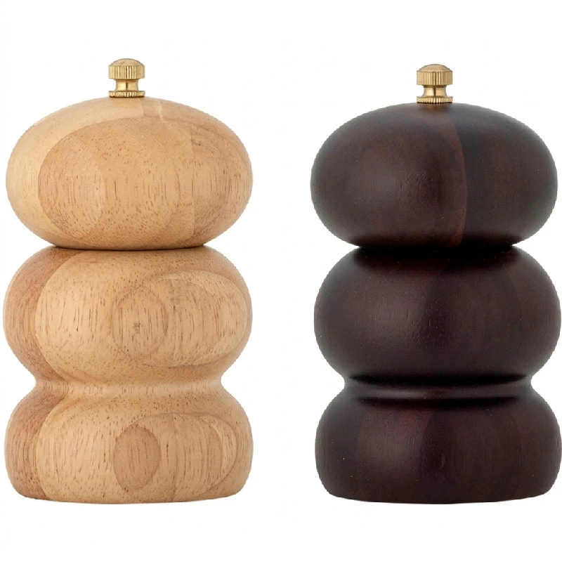 Marge Salz- und Pfeffermühlen, Natur, Gummibaumholz, 2er-Set 82062911 by Bloomingville color Svart