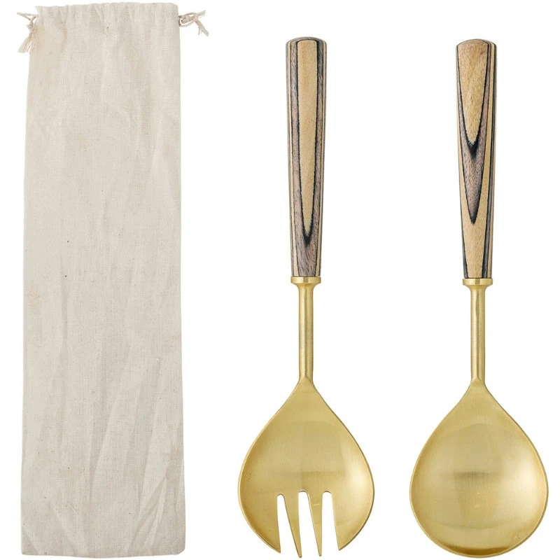 Fumio Salatbesteck, Gold, Edelstahl 2er-Set 82068255 by Bloomingville color Svart