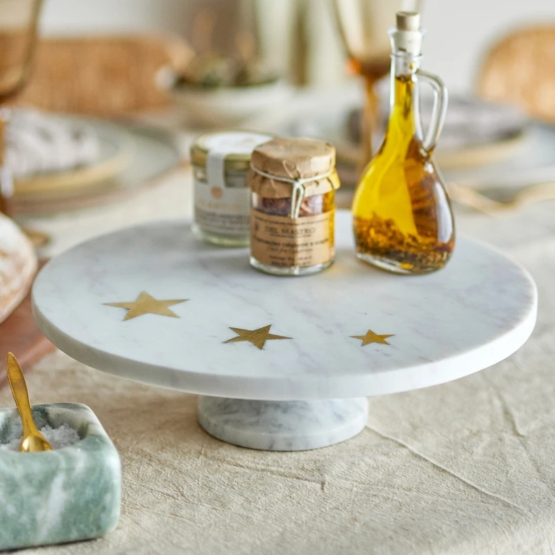 Fenya Star Tortenplatte, Weiß, Marmor 82068308 by Bloomingville color Svart