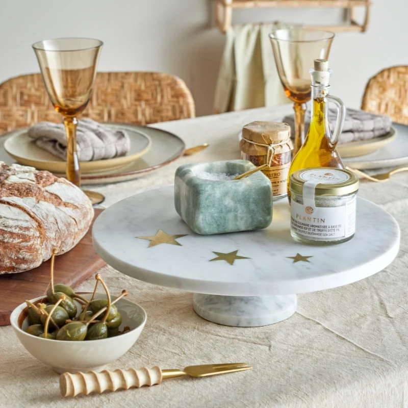 Fenya Star Tortenplatte, Weiß, Marmor 82068308 by Bloomingville color Svart