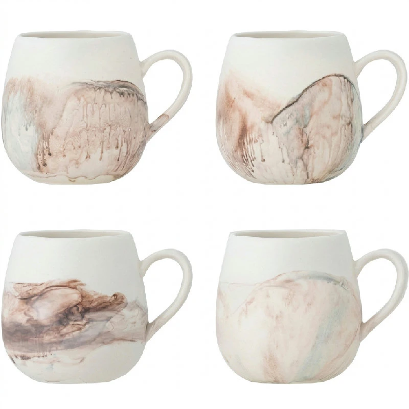 Lyre Tasse, Braun, Steingut 4 Stk. 82072551 by Bloomingville color Svart