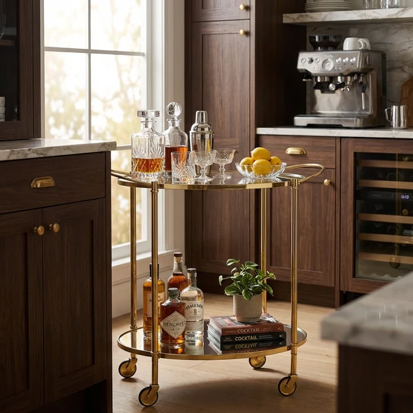 Fine Barwagen, Gold, Glas 89164067 by Bloomingville color Svart