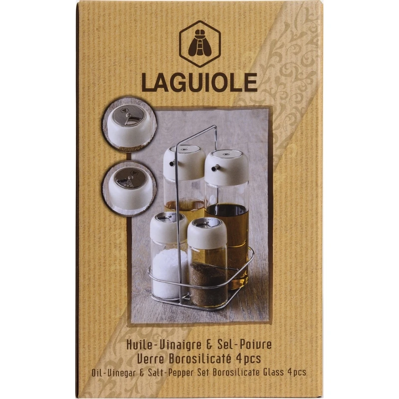 LG Essig- & Öl-Set 4-teilig Glas auf Tablett 40269123 by Laguiole color Svart