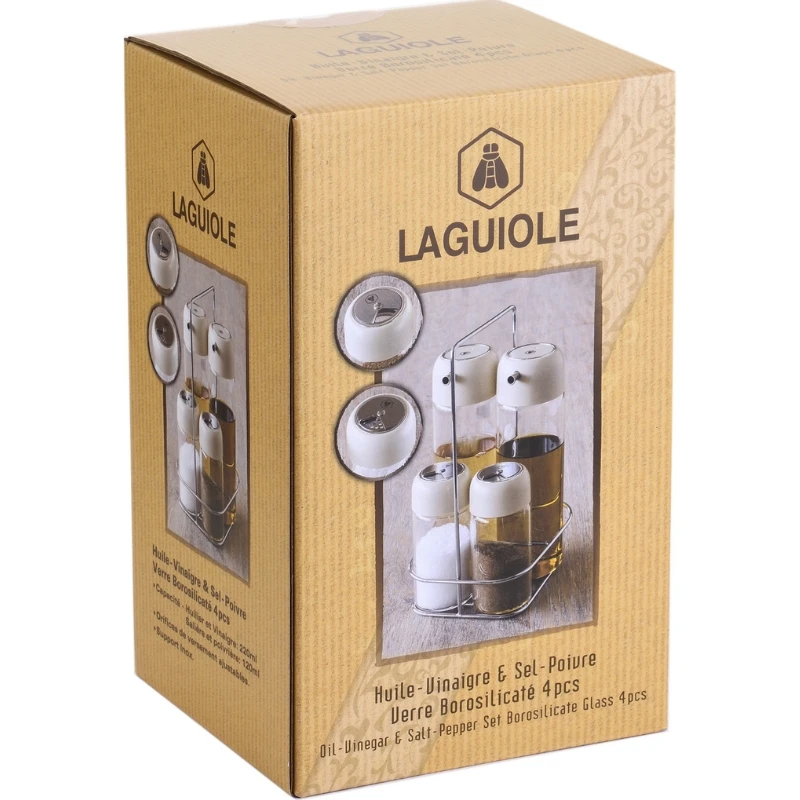 LG Essig- & Öl-Set 4-teilig Glas auf Tablett 40269123 by Laguiole color Svart