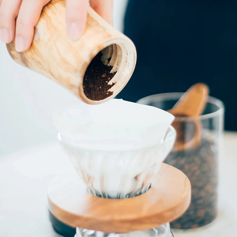 Hario Keramische Kaffeemühle Wood N aus Olivenholz MCWN-2-OV by Hario color Svart