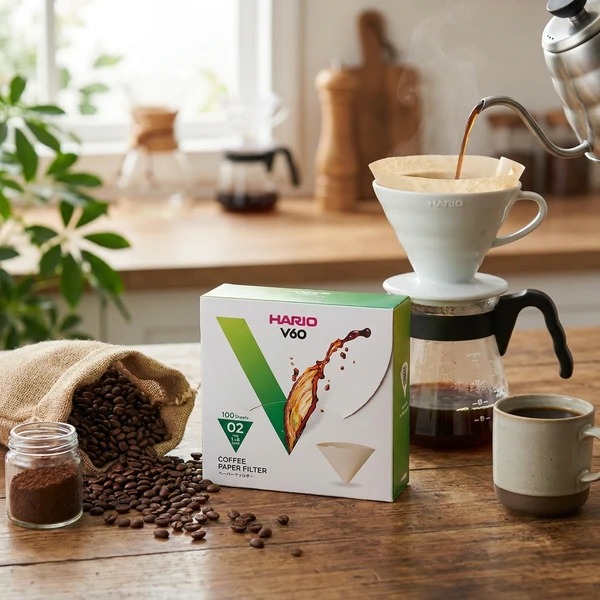 Hario V60 Papierfilter 02 Natur 100 Stk. (Box) VCF-02-100MK by Hario color Svart
