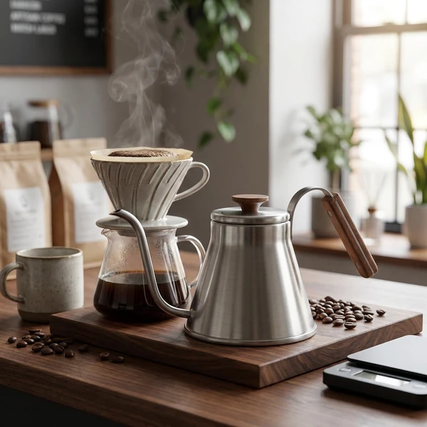 V60 Drip Kettle mit Holzgriff - Hario VKW-120-HSV by Hario color Svart