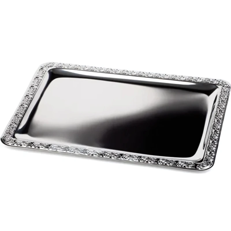 Servierplatte mit Muster 500x360x20 mm 14175101 by APS color Silver