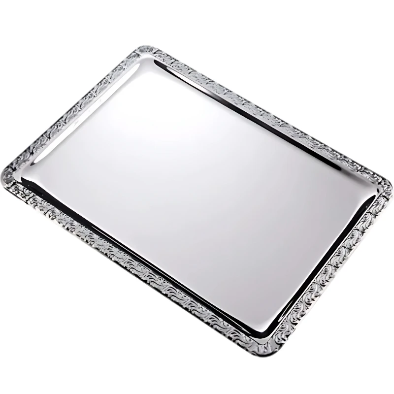 Servierplatte mit Muster 500x360x20 mm 14175101 by APS color Silver