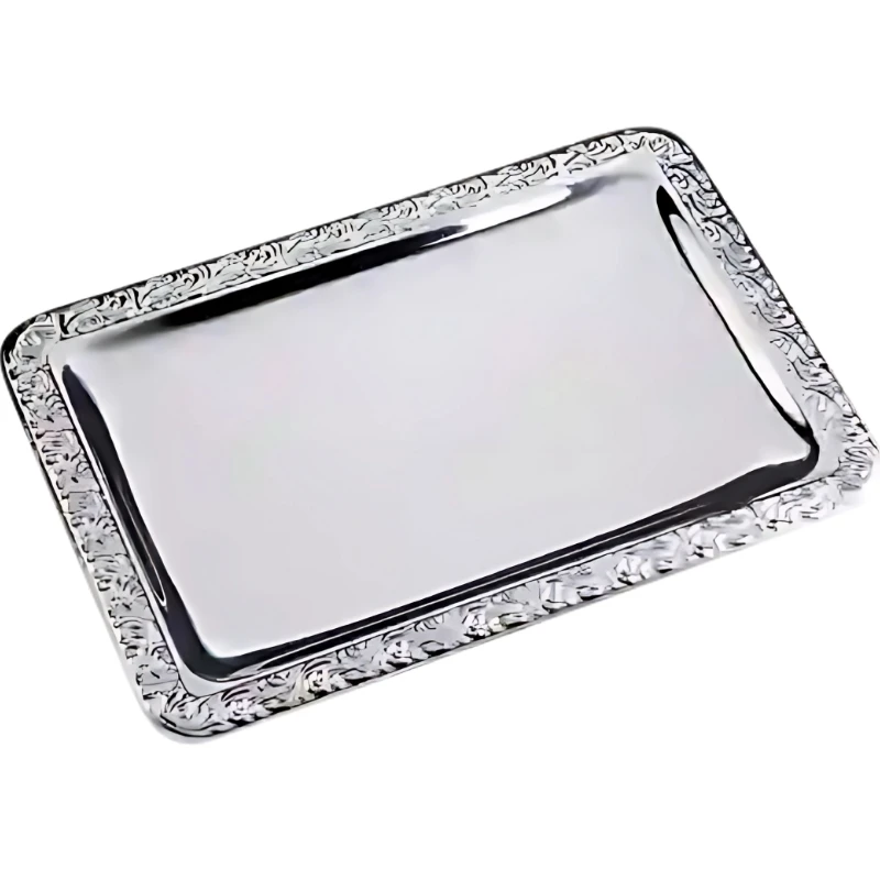 Servierplatte mit Muster 350x240x15 mm 14175301 by APS color Silver