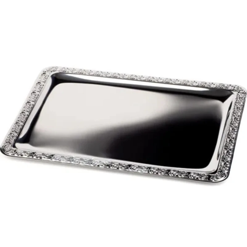Servierplatte mit Muster 350x240x15 mm 14175301 by APS color Silver