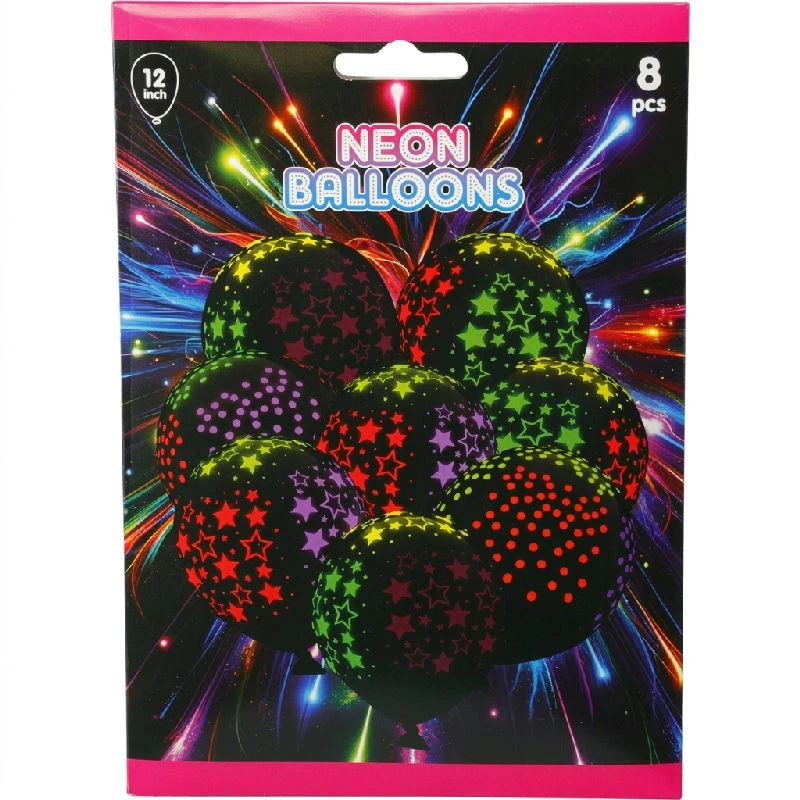 Neon-Luftballons 8er-Set 491030310 by Koop color Svart
