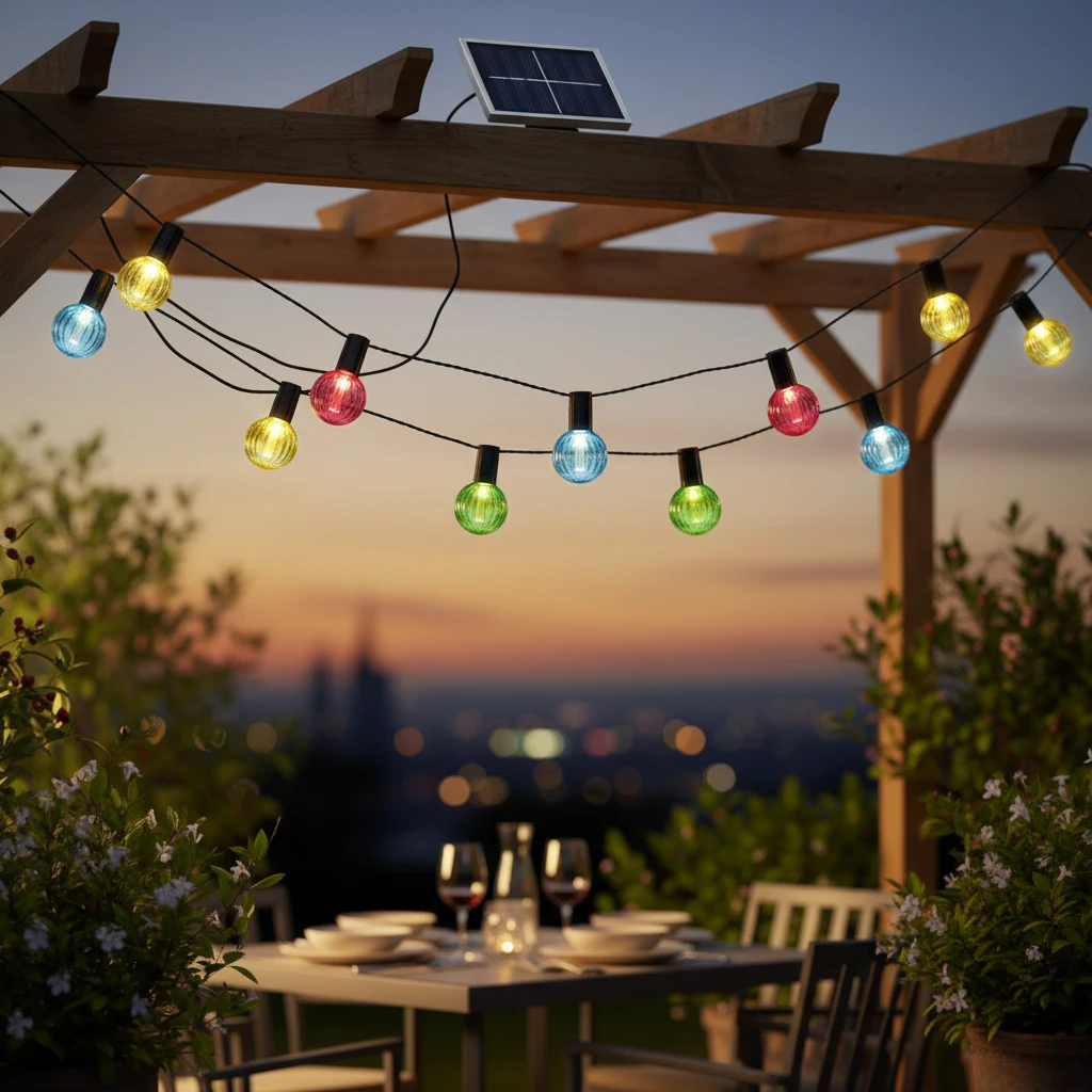 Solar-Partylichterkette mit 20 klaren Birnen AF5700230 by Koop color Svart