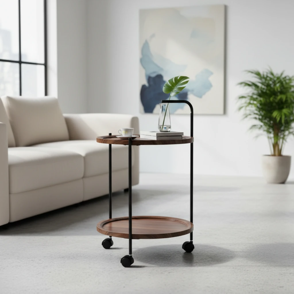 Beistelltisch auf Rollen Ø40xH67 cm DD1001520 by Koop color Svart