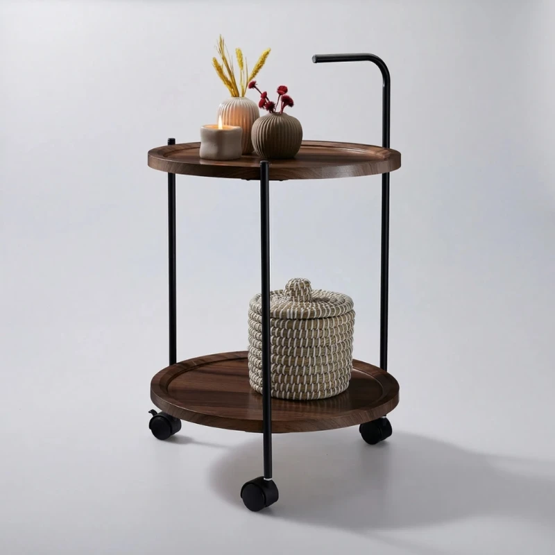 Beistelltisch auf Rollen Ø40xH67 cm DD1001520 by Koop color Svart
