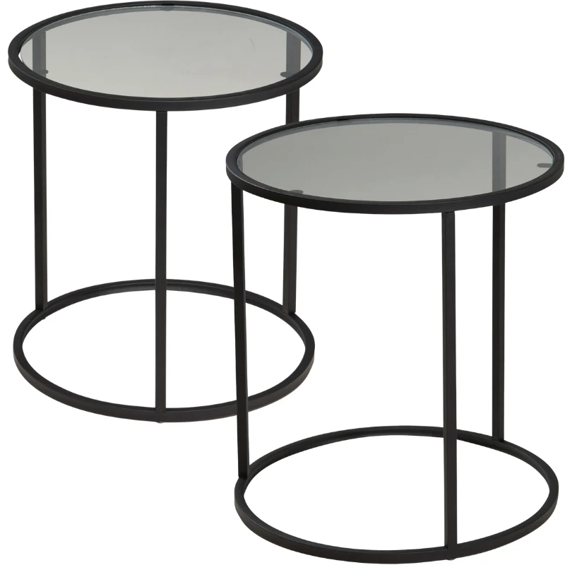 Beistelltisch 2er-Set aus Glas und Metall DD1001530 by Koop color Svart