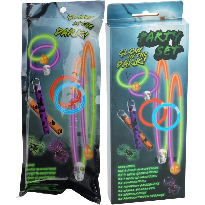 Halloween Party-Set mit im Dunkeln leuchtender Deko DL8600010 by Koop color Svart