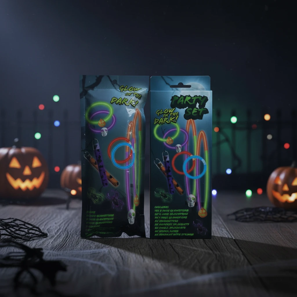 Halloween Party-Set mit im Dunkeln leuchtender Deko DL8600010 by Koop color Svart