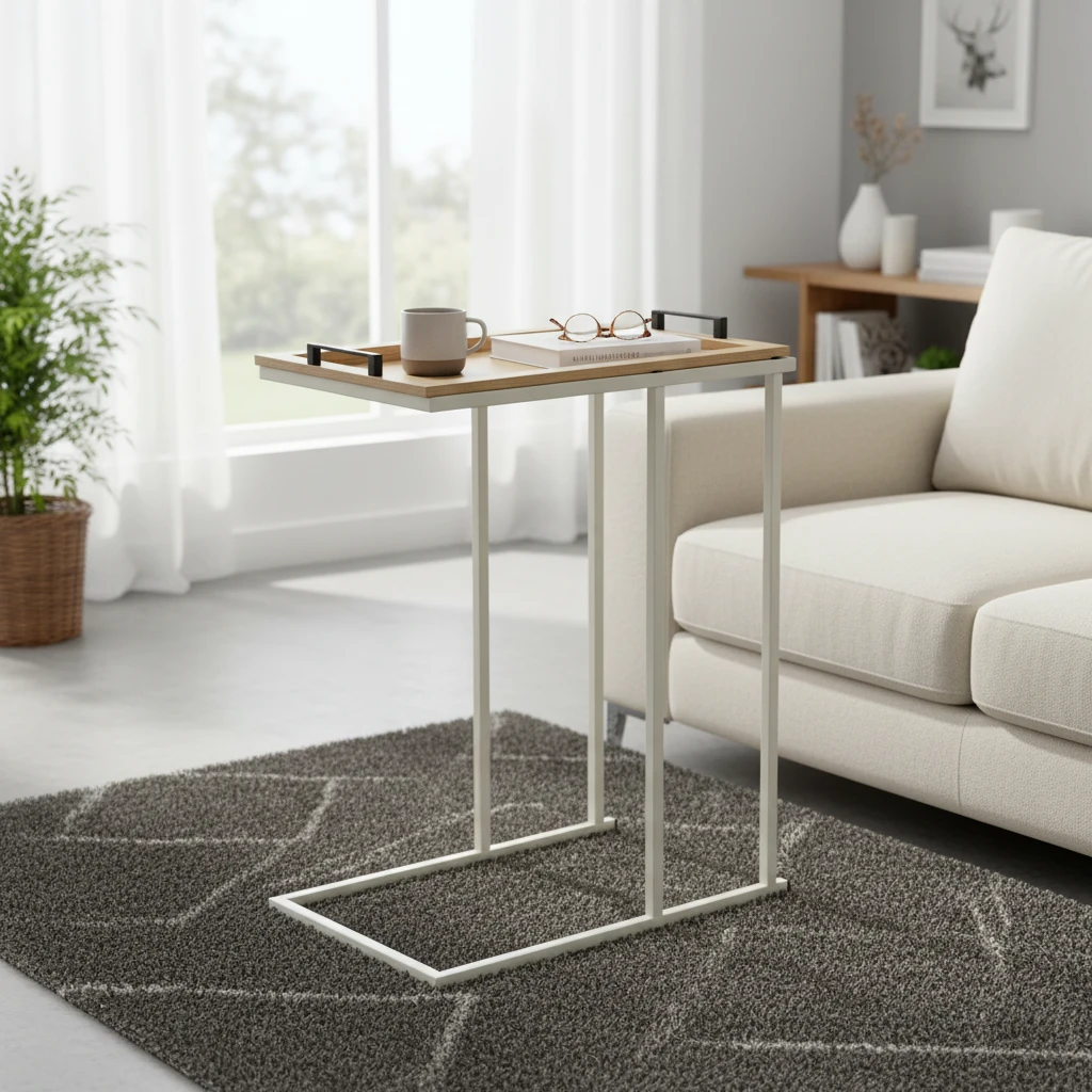 Beistelltisch Offwhite MDF und Eisen 40x40x65 cm NB1510510 by Koop color Svart