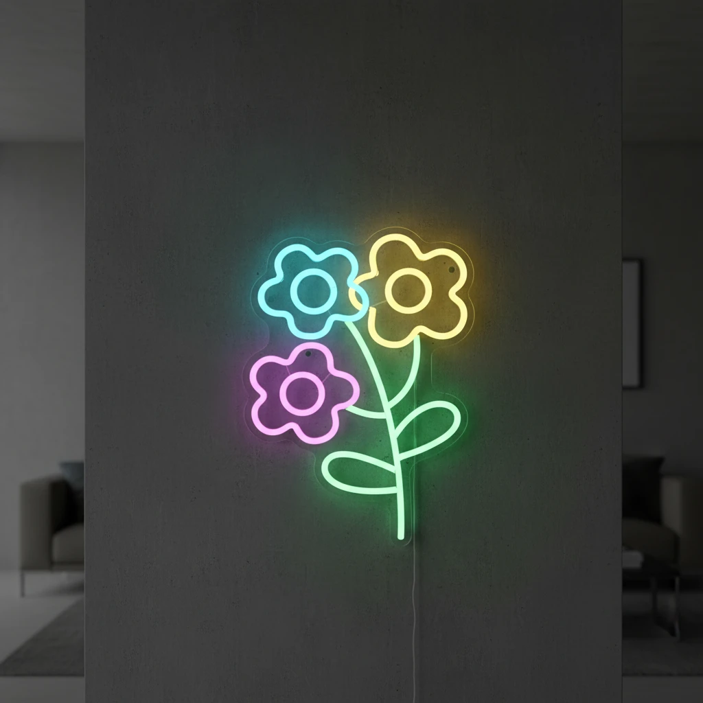 Neon Wanddekoration Blumen 26x39 cm NE1100220 by Koop color Svart