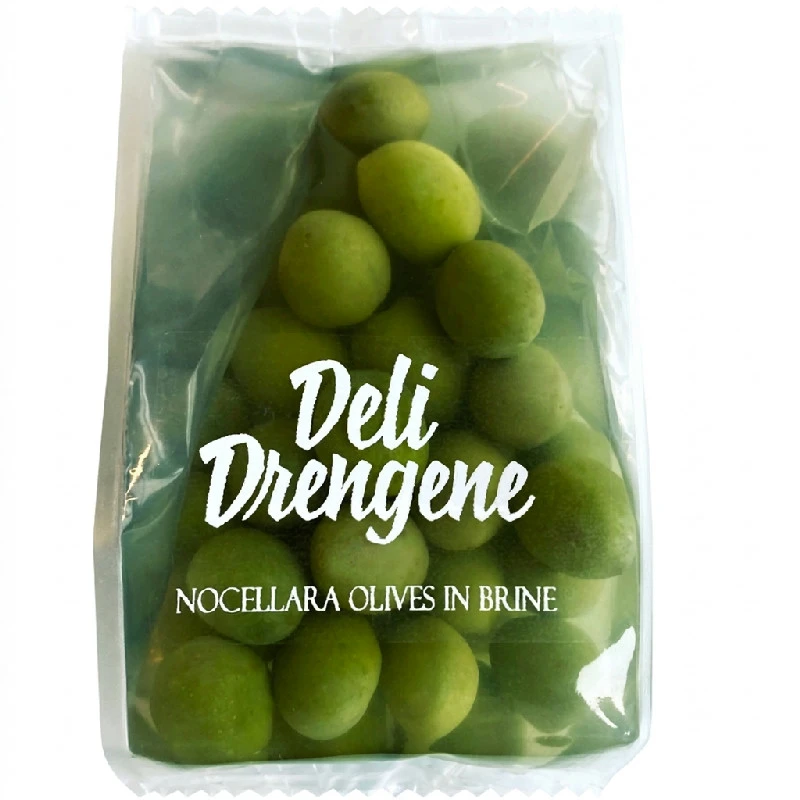 Grüne Nocellara Oliven Ganz 200g 2161 by Deli Drengene color Svart