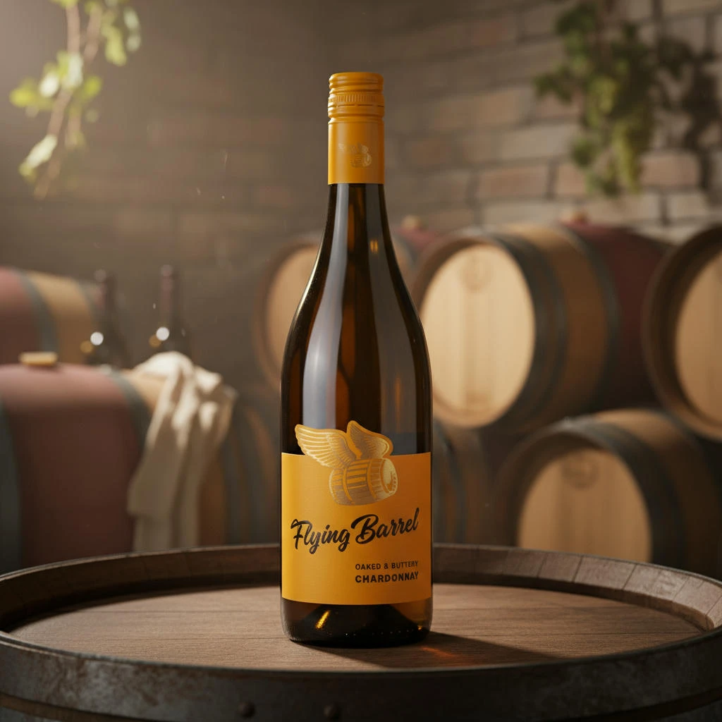 Chardonnay Oaked and Buttery 0,75 L – Flying Barrel 24010 by Flying Barrel color Svart