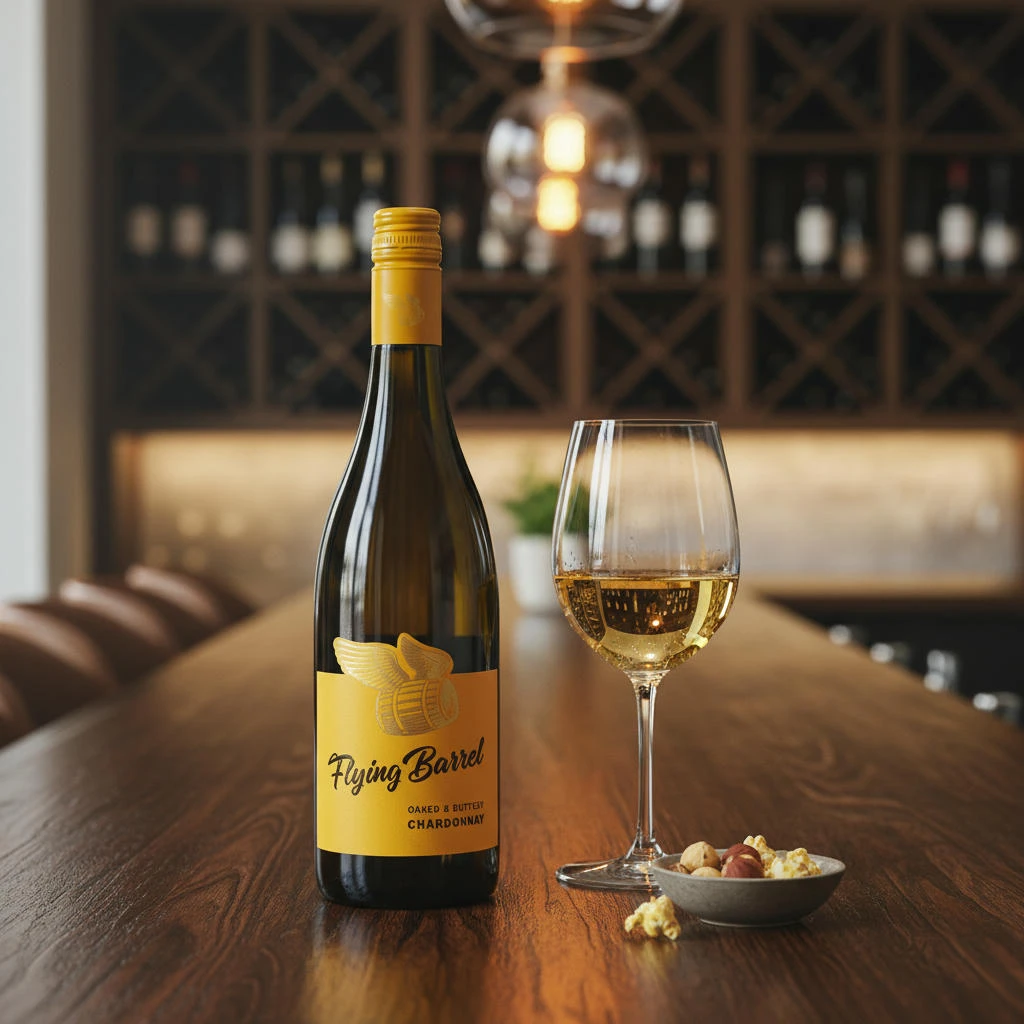 Chardonnay Oaked and Buttery 0,75 L – Flying Barrel 24010 by Flying Barrel color Svart