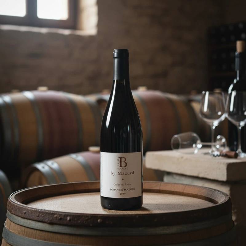 Carte Blanche Côtes du Rhône 0,75 L – Domaine Mazurd 25903 by Domaine Mazurd color Svart