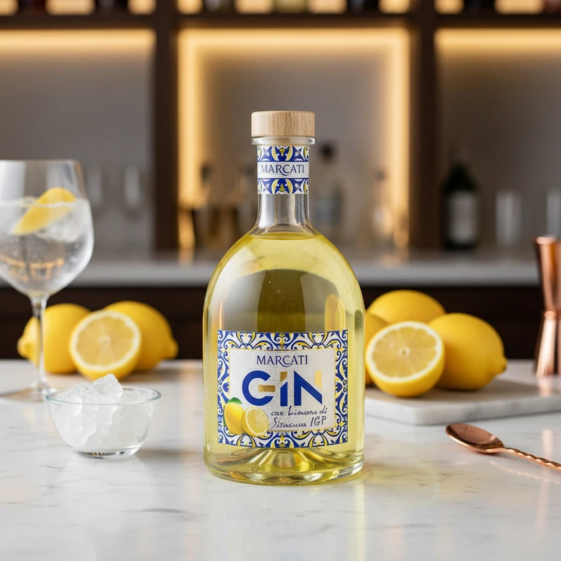Gin Limone Sicilia IGP 42 % 0,70 L – Marcarti 26932 by Marcarti color Svart